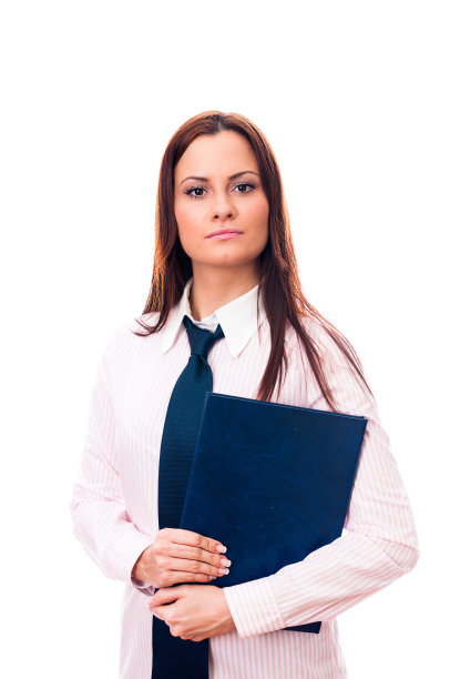 漂亮的白人年轻女商人手里拿着笔记本图片下载