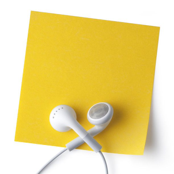 耳塞贴在一张纸条上图片下载