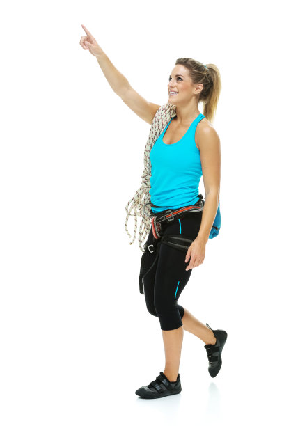 女登山者指指点点图片下载