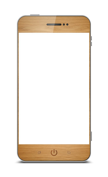 (剪切路径!智能手机与木纹隔离白色图片下载