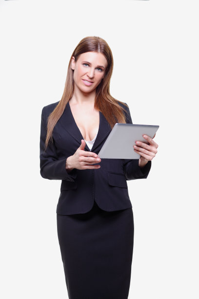 年轻的女商人正在用平板电脑图片下载