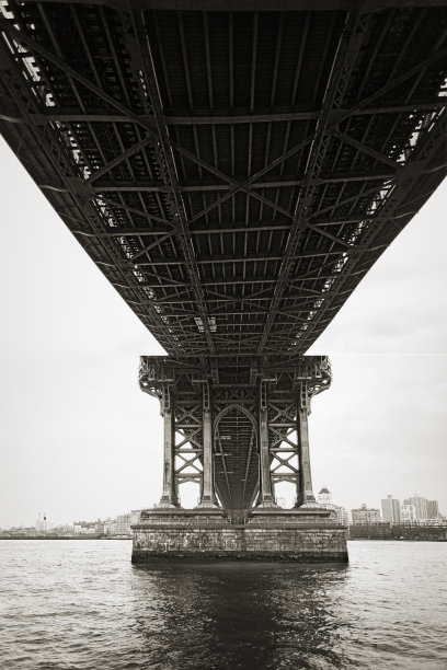 曼哈顿桥下，纽约市图片下载