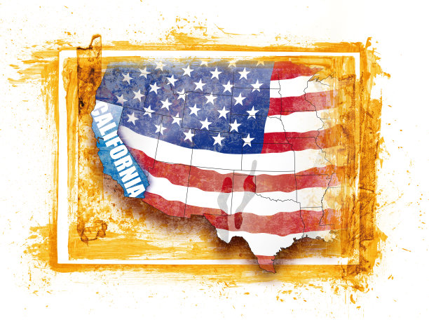 美国地图与联邦州加利福尼亚图片下载