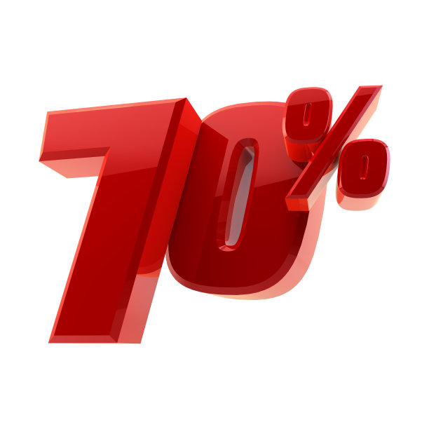 光泽70%折扣符号孤立的白色背景图片下载