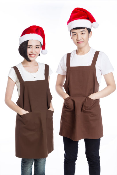 两名侍者站在白色背景上图片下载