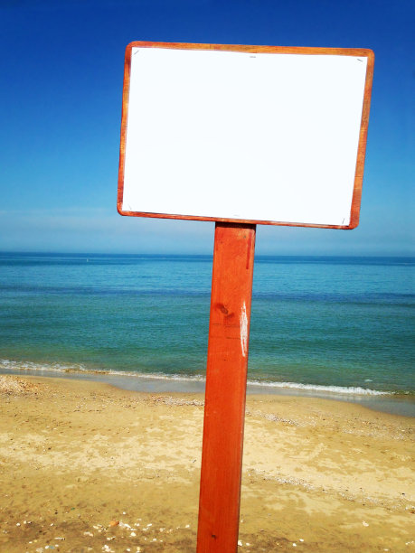 沙滩上的空白标志图片下载