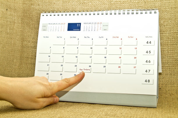 感恩节概念。2016年11月24日日历图片下载