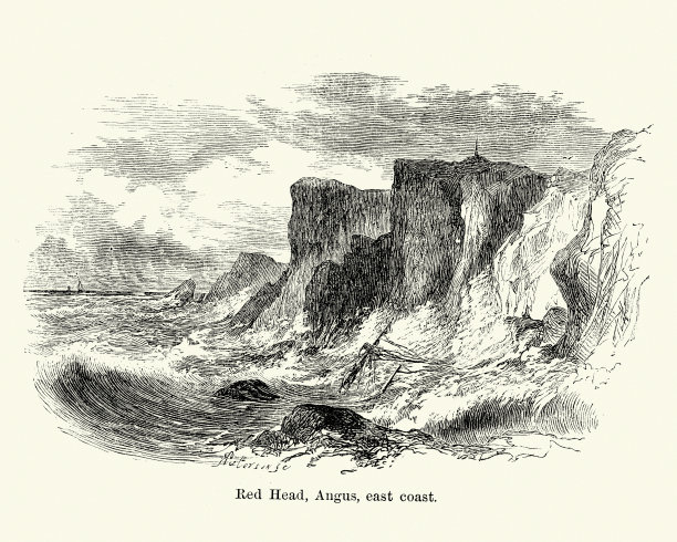 在苏格兰东岸安格斯红头的海难图片下载
