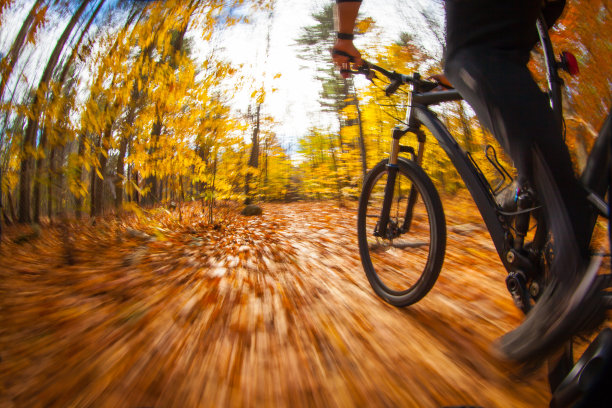 在晴朗晴朗的日子里骑山地自行车图片下载