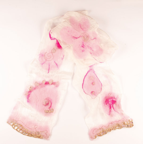 粉色丝巾与毡美利奴羊毛图案图片下载