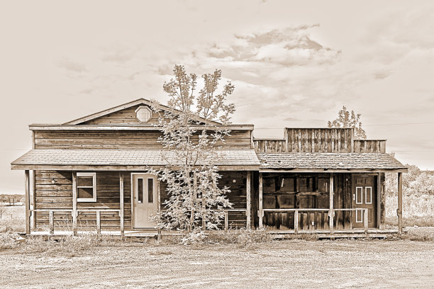 旧西方风格的废弃店面图片下载