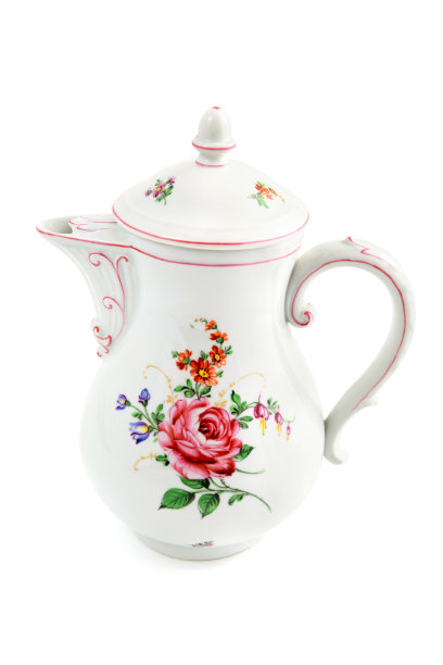 古董比德梅尔咖啡壶和玫瑰图片下载