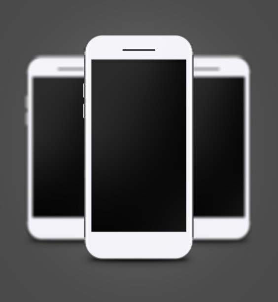 三灰色和白色触摸屏智能手机与黑屏图片下载