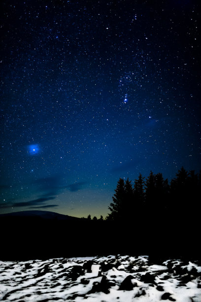 星星在冬天的风景图片下载