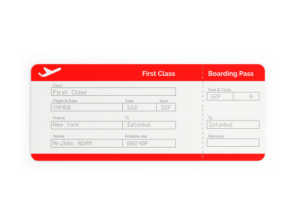 红色头等舱机票图片下载