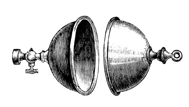 马格德堡半球的古董插图图片下载