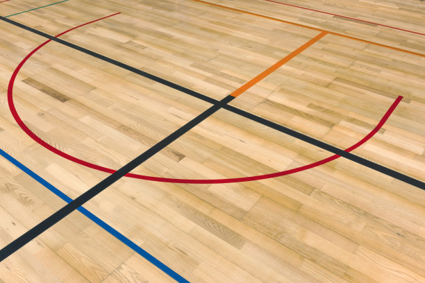 体育场馆拼花地板上的曲线和线条图片下载