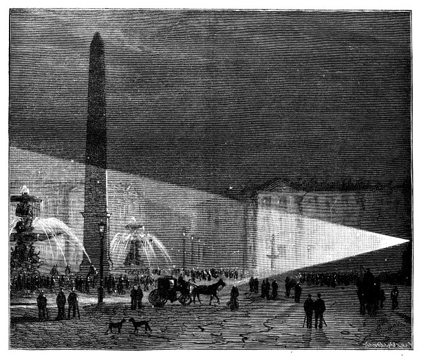 巴黎电灯实验的古董插图图片下载