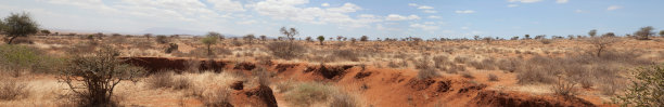大片干旱的东非红土壤景观全景图。图片下载