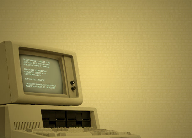 具有老式计算机技术背景和二进制代码图片下载