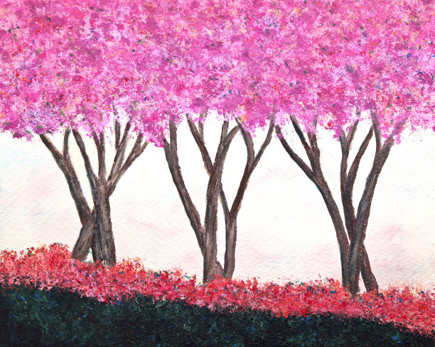 印象派艺术紫薇树图片下载