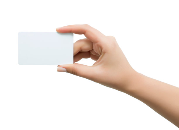 女人手握牌的姿势，孤立在白色的背景上图片下载