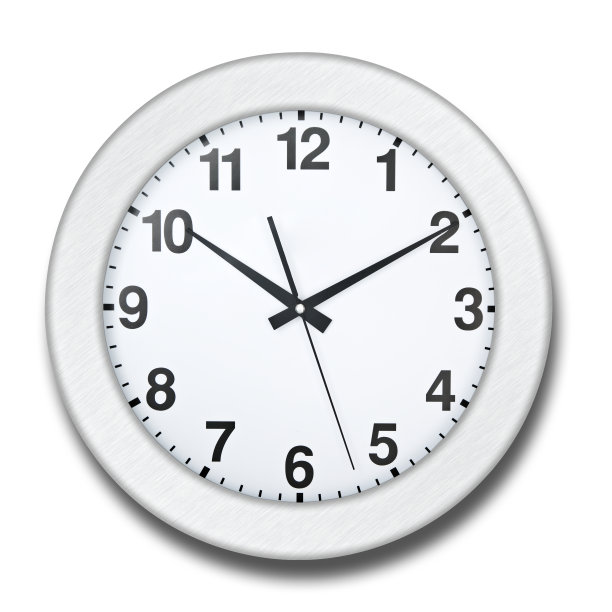 白色时钟，时间设置为10点零10分图片下载