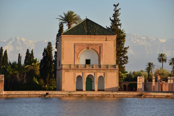 米纳拉花园，马拉喀什，摩洛哥，非洲。图片下载