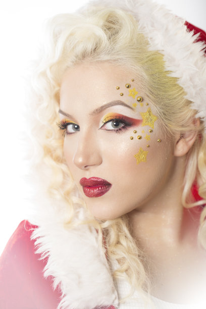 圣诞老人爪子女孩与时尚的化妆图片下载