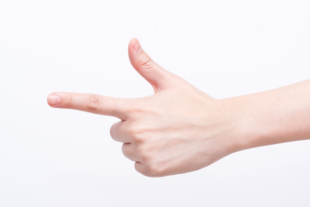 手势符号:手枪或指向左边图片下载