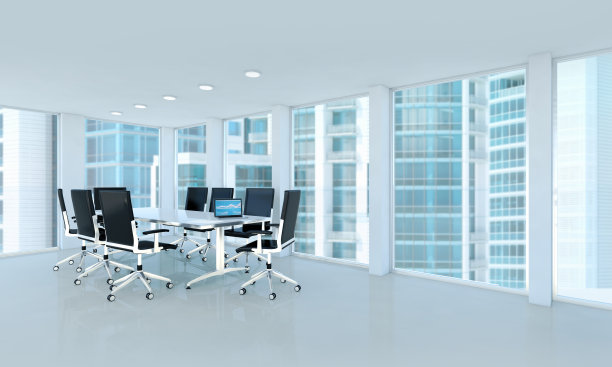 豪华商务办公室内部与摩天大楼的窗户图片下载