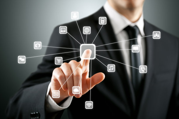 商人和触摸屏的概念图片下载