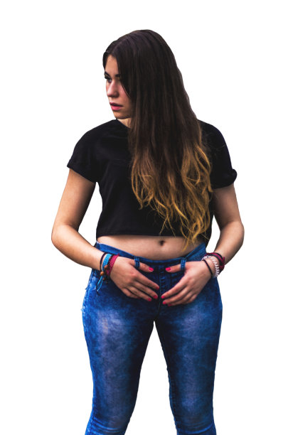 女孩侧看城市暗图片下载