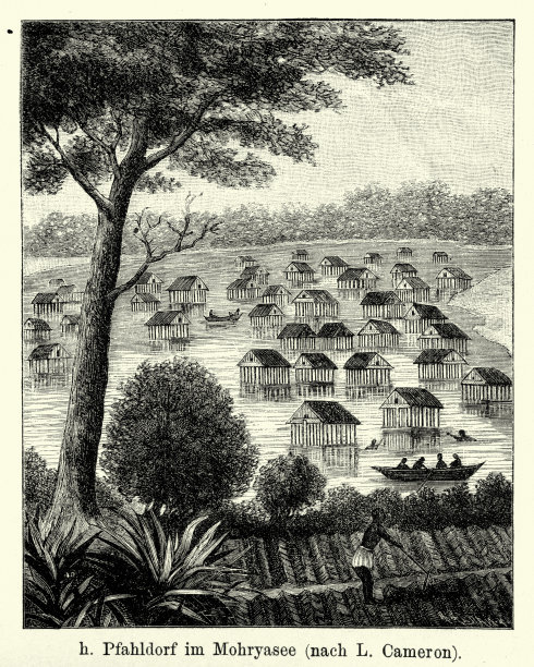 19世纪的非洲——高跷村庄图片下载