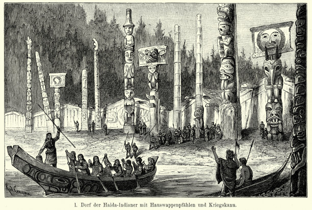 19世纪北美海达村图片下载