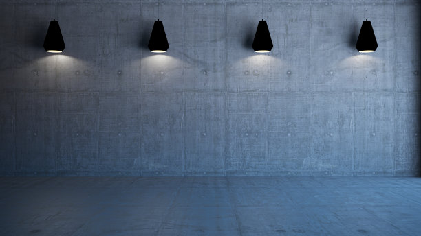 空的3d室内混凝土墙和灯光图片下载