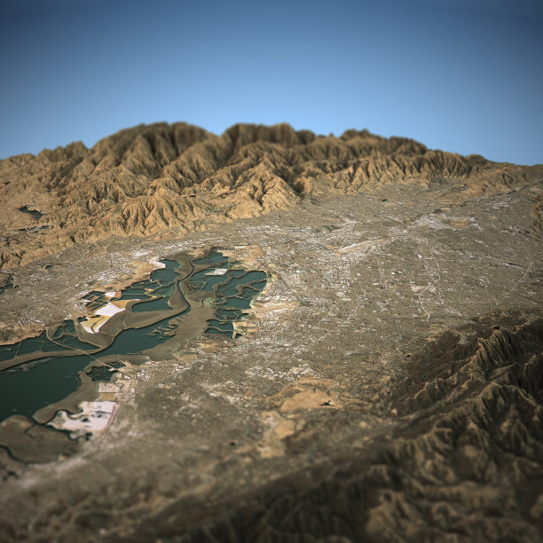 硅谷3D视图从西到东的自然色彩图片下载