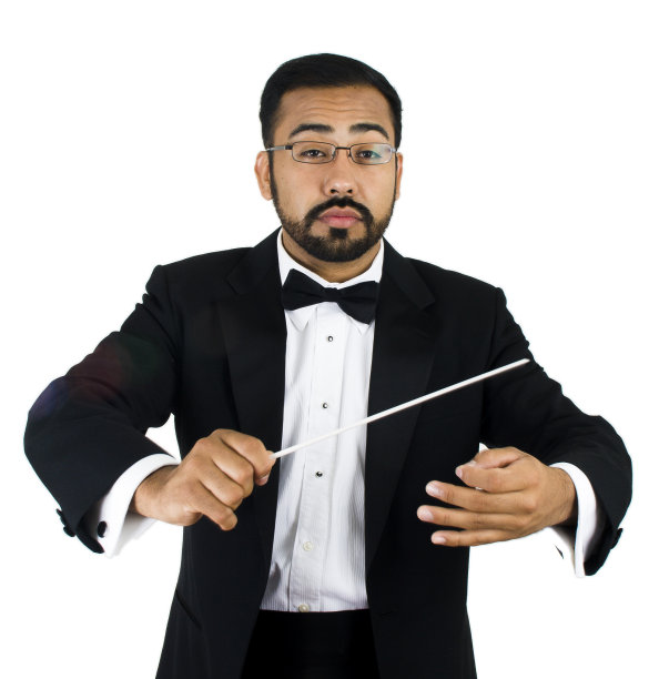 音乐家指挥墨西哥人与巴吞在白色燕尾服图片下载