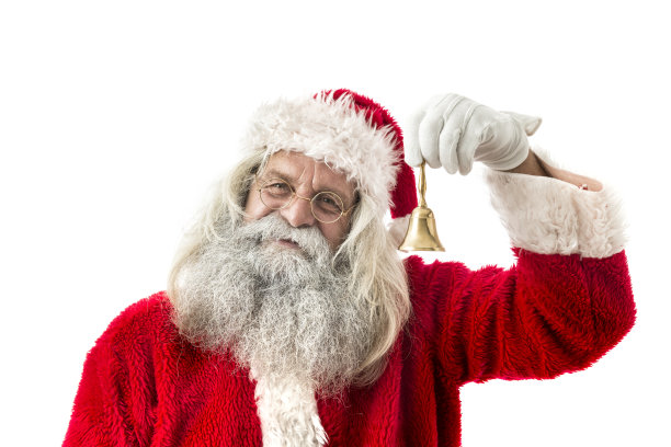 12、圣诞老人捧着圣诞钟孤立上白图片下载