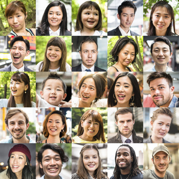 各种大小的混血人物拼贴图片下载