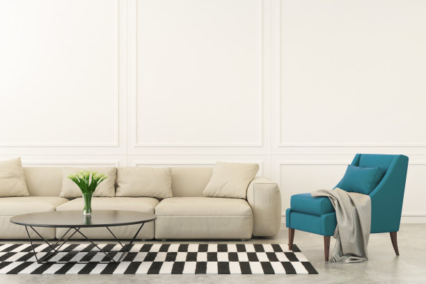 客厅里的绿松石扶手椅和沙发图片下载