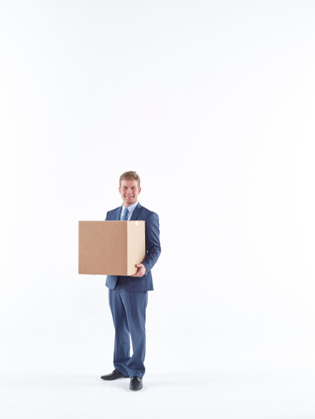 商人背着纸板箱图片下载