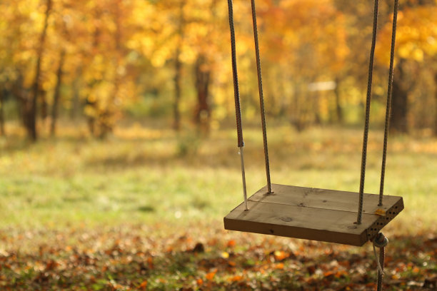 在秋天的公园荡秋千图片下载