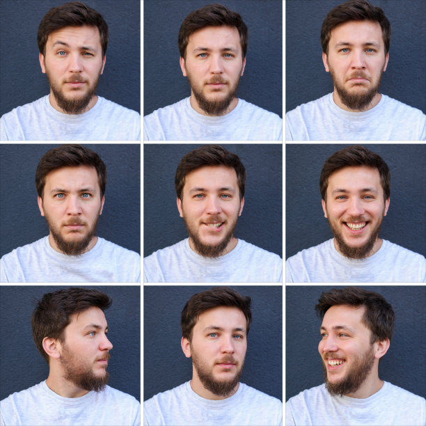 年轻人脸上的表情合成图片下载