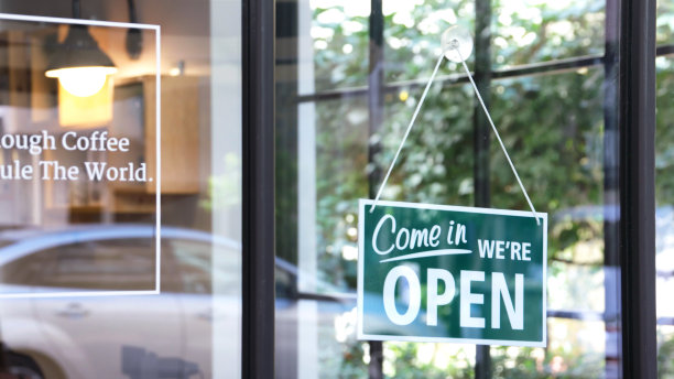 咖啡店的开放标志图片下载