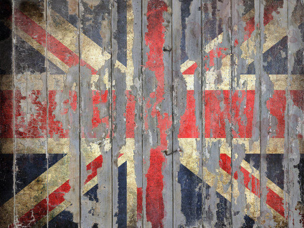 英国国旗画在一块脏木板上图片下载