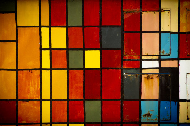 彩色的墙壁与正方形和矩形。图片下载