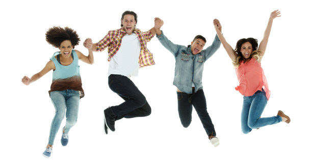 快乐的朋友们欢呼雀跃图片下载