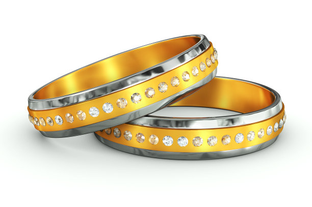 两个孤立的钻石环图片下载