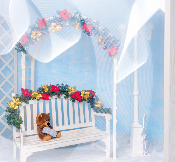 圣诞公园的花园长椅图片下载